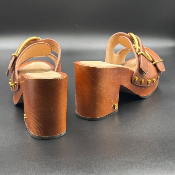 Veronica Beard Halifax Leather Studded Buckle Clogs - Picture 11 of 11